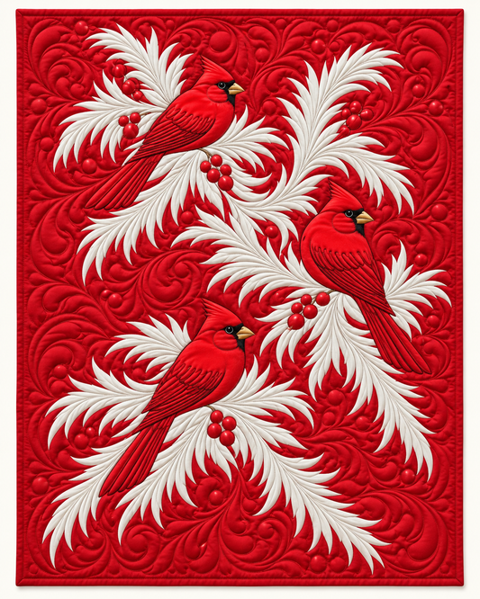 Cardinals On White Branches TD101026139 Quilt Blanket