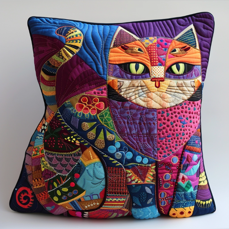 Cat TAI240424200 Quilted Pillow Case