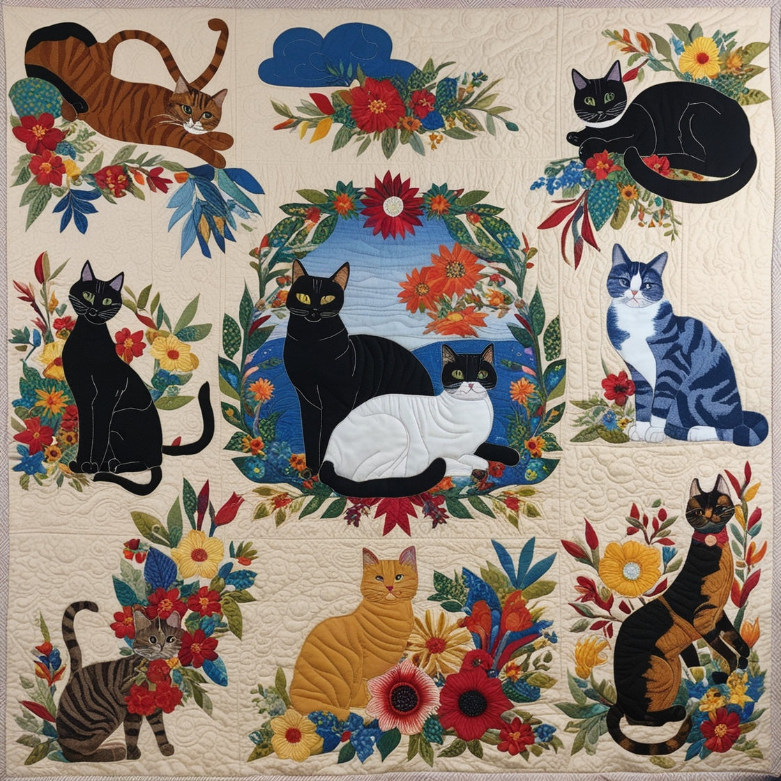 Cats In The Garden NTA151024078 Quilt Blanket