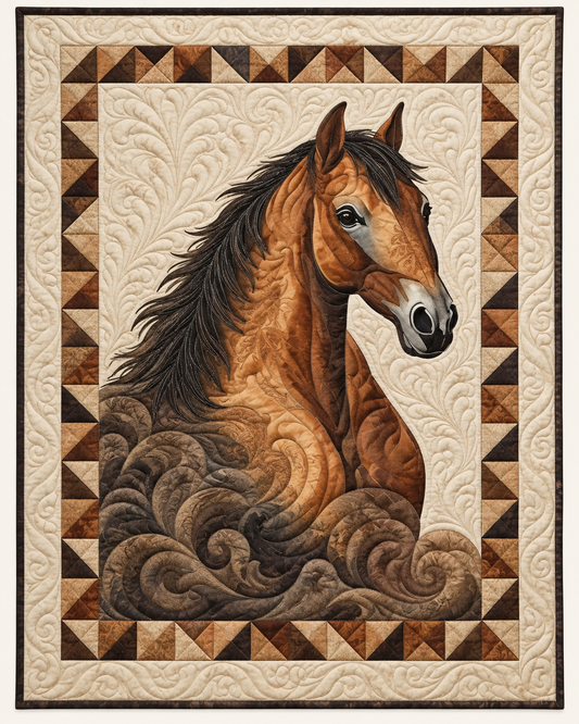 Chestnut Horse On Cream TD101026146 Quilt Blanket