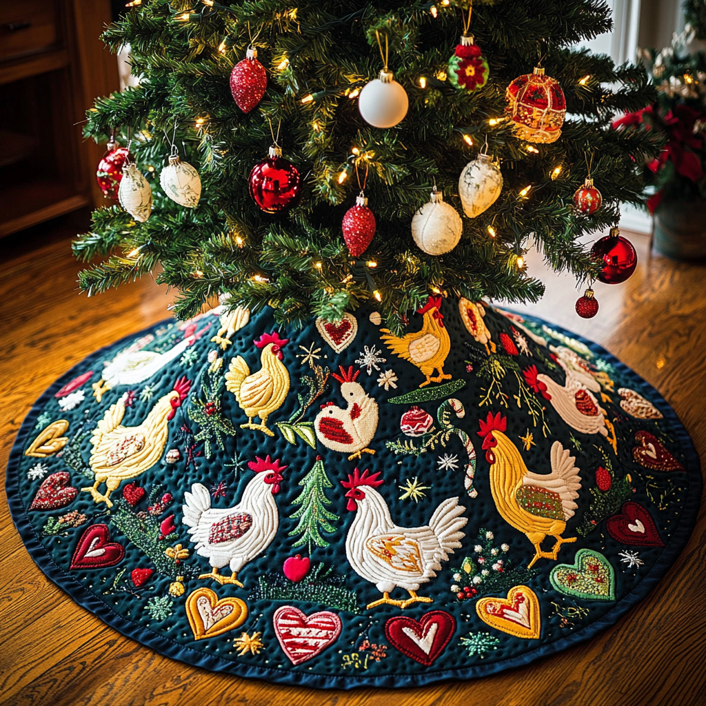 Chicken TAI041124452 Quilted Tree Skirt