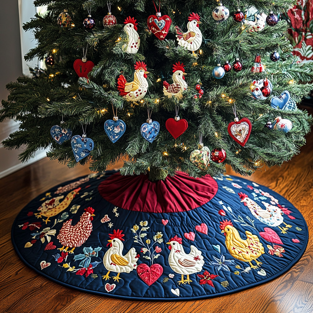 Chicken TAI041124496 Quilted Tree Skirt