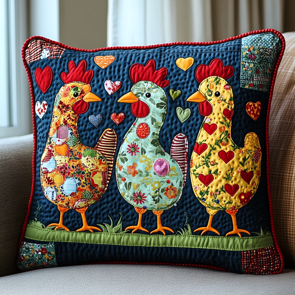 Chicken TAI041124546 Quilted Pillow Case