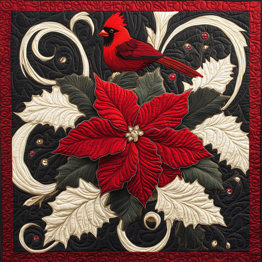 Christmas Floral Cardinal TAI041124058 Quilt Blanket Charming Favor