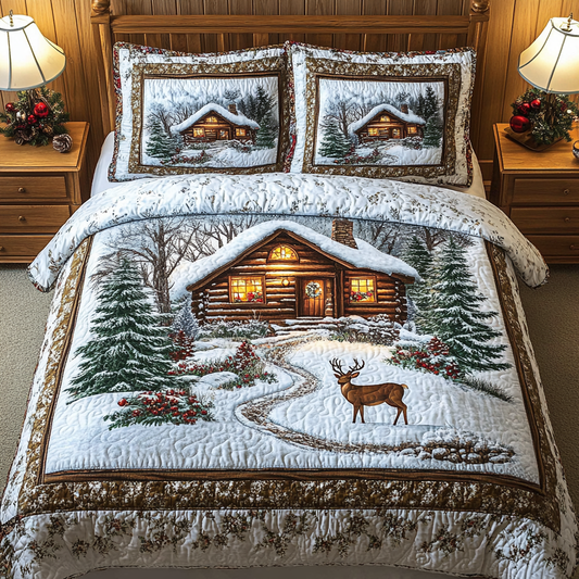 Christmas House And Deer TAI311024045 Quilt Bedding Set