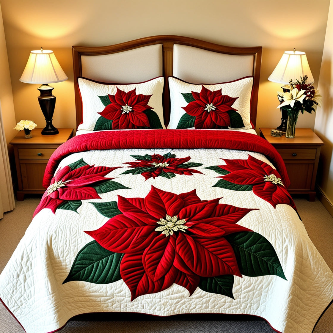 Christmas Poinsettia NTA311024137 Quilt Bedding Set