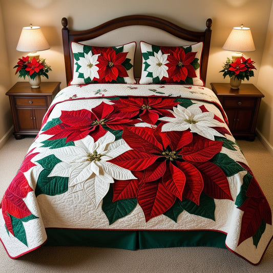 Christmas Poinsettia NTA311024141 Quilt Bedding Set