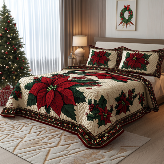 Christmas Poinsettia TAI061124049 Quilt Bedding Set