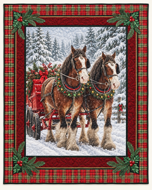Christmas Carriage Horses TD101026151 Quilt Blanket