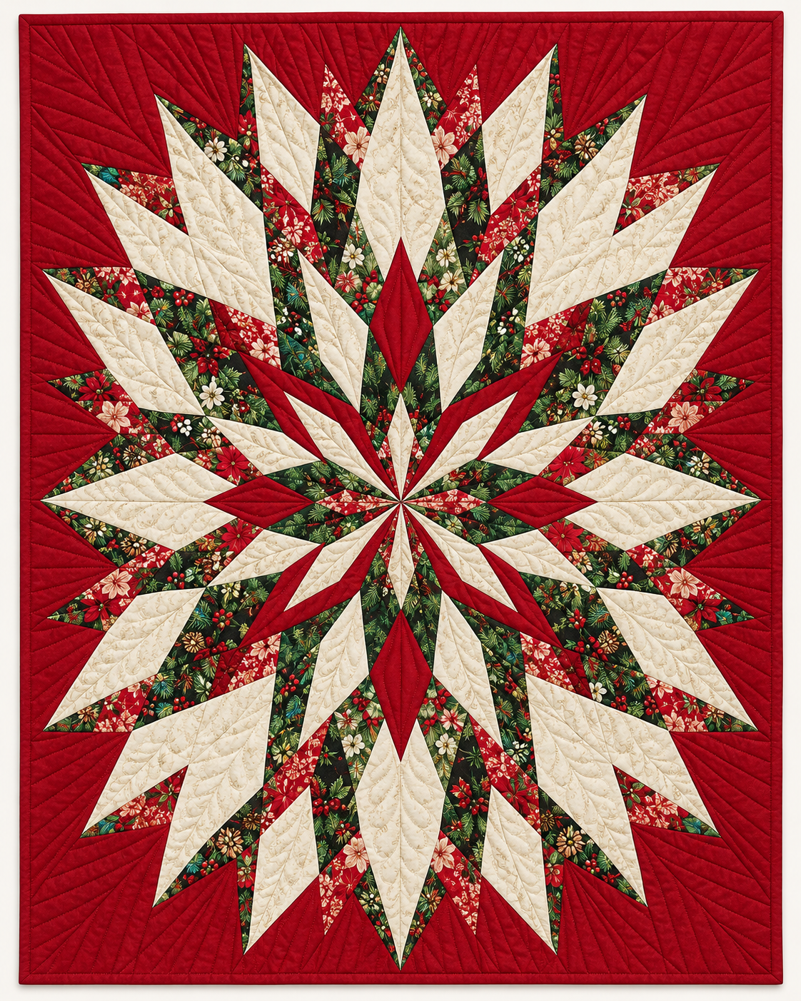 Christmas Poinsettia Starburst TD101026157 Quilt Blanket