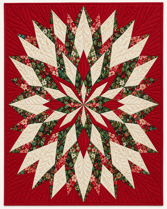 Christmas Poinsettia Starburst TD101026157 Quilt Blanket