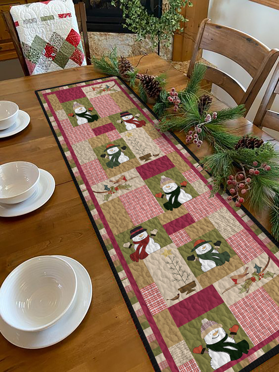 Christmas Snowman CLM0910049TR Quilted Table Runner