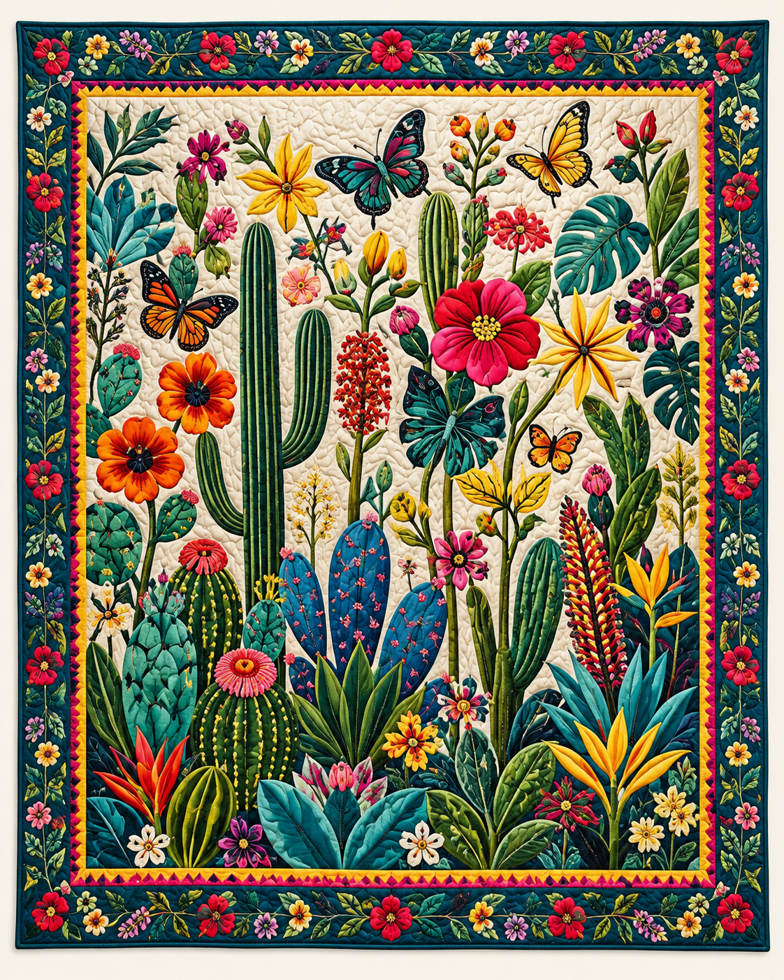 Colorful Cactus Garden TD101026163 Quilt Blanket