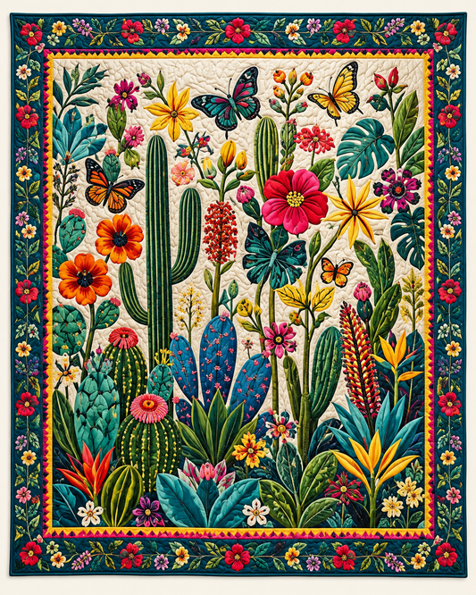 Colorful Cactus Garden TD101026163 Quilt Blanket