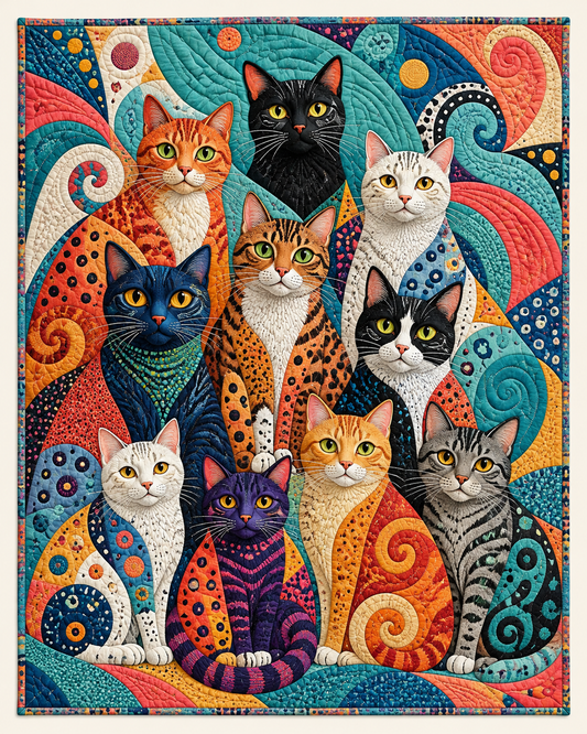 Colorful Cat Gathering TD101026165 Quilt Blanket