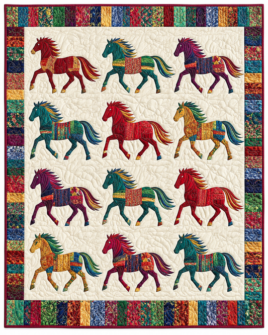 Colorful Horse Parade TD101026169 Quilt Blanket