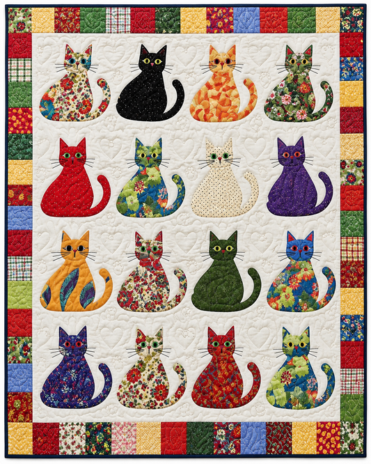 Colorful Seated Cats TD101026172 Quilt Blanket