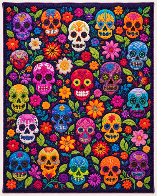 Colorful Sugar Skull Garden TD101026173 Quilt Blanket