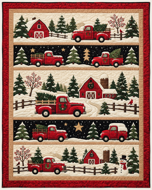 Country Christmas Trucks TD101026181 Quilt Blanket