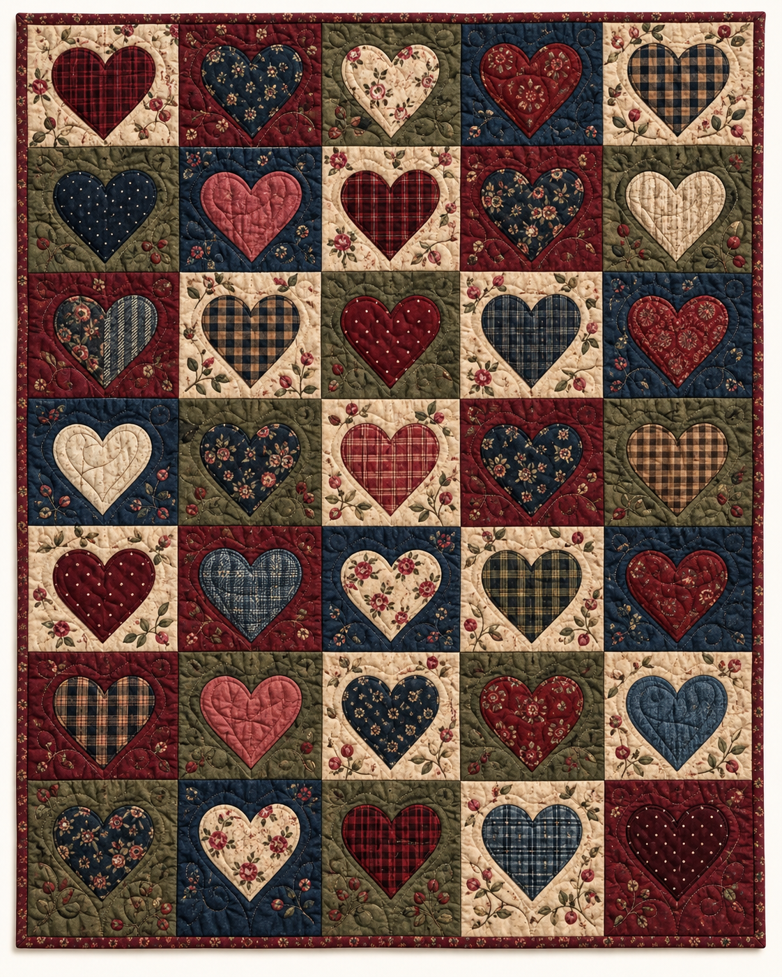 Country Heart Patchwork TD101026182 Quilt Blanket