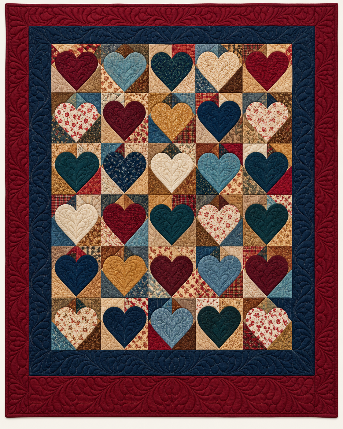 Country Heart Patchwork TD101026183 Quilt Blanket