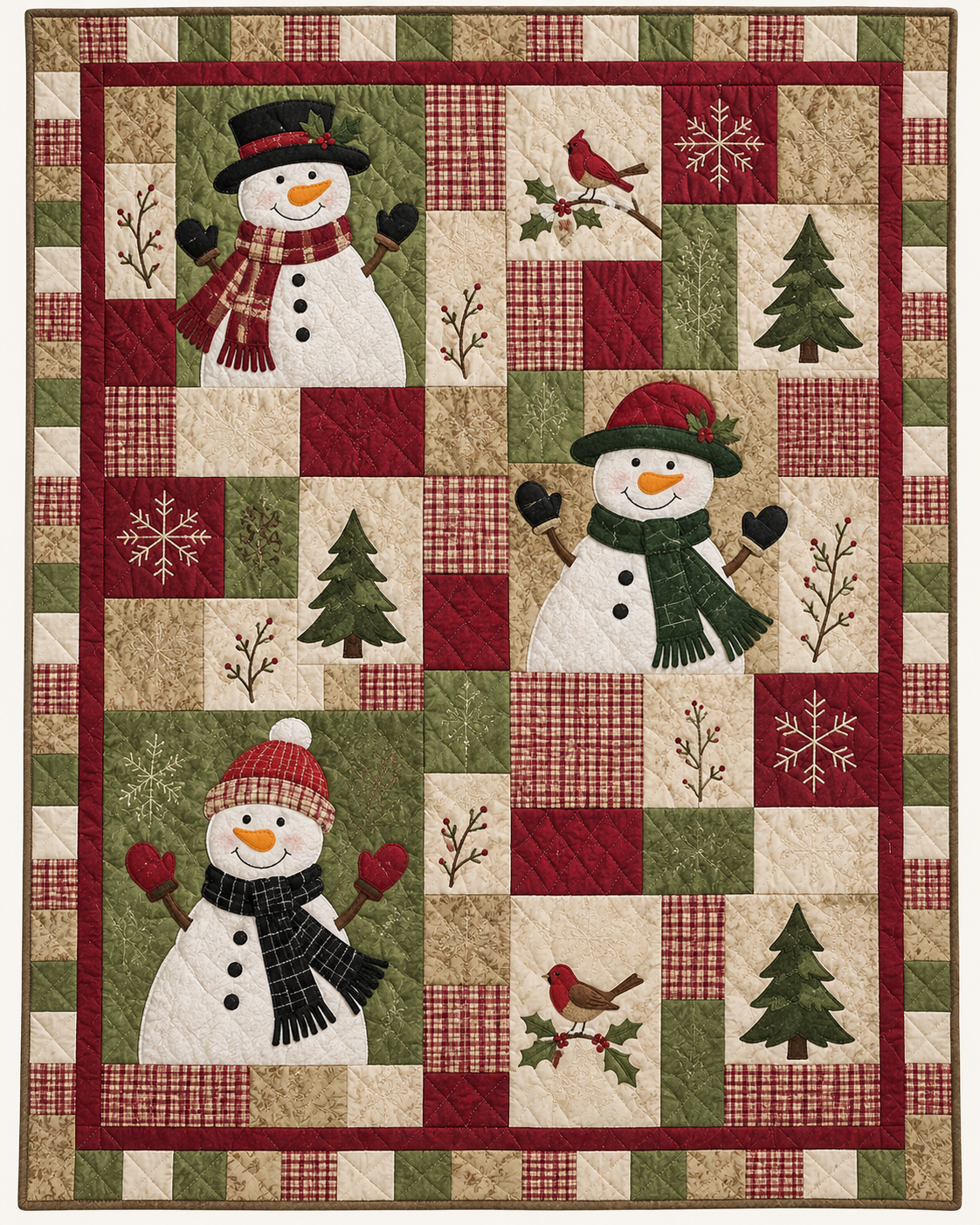 Country Snowmen TD101026186 Quilt Blanket