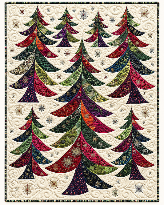 Curved Patchwork Fir Trees TD101026194 Quilt Blanket