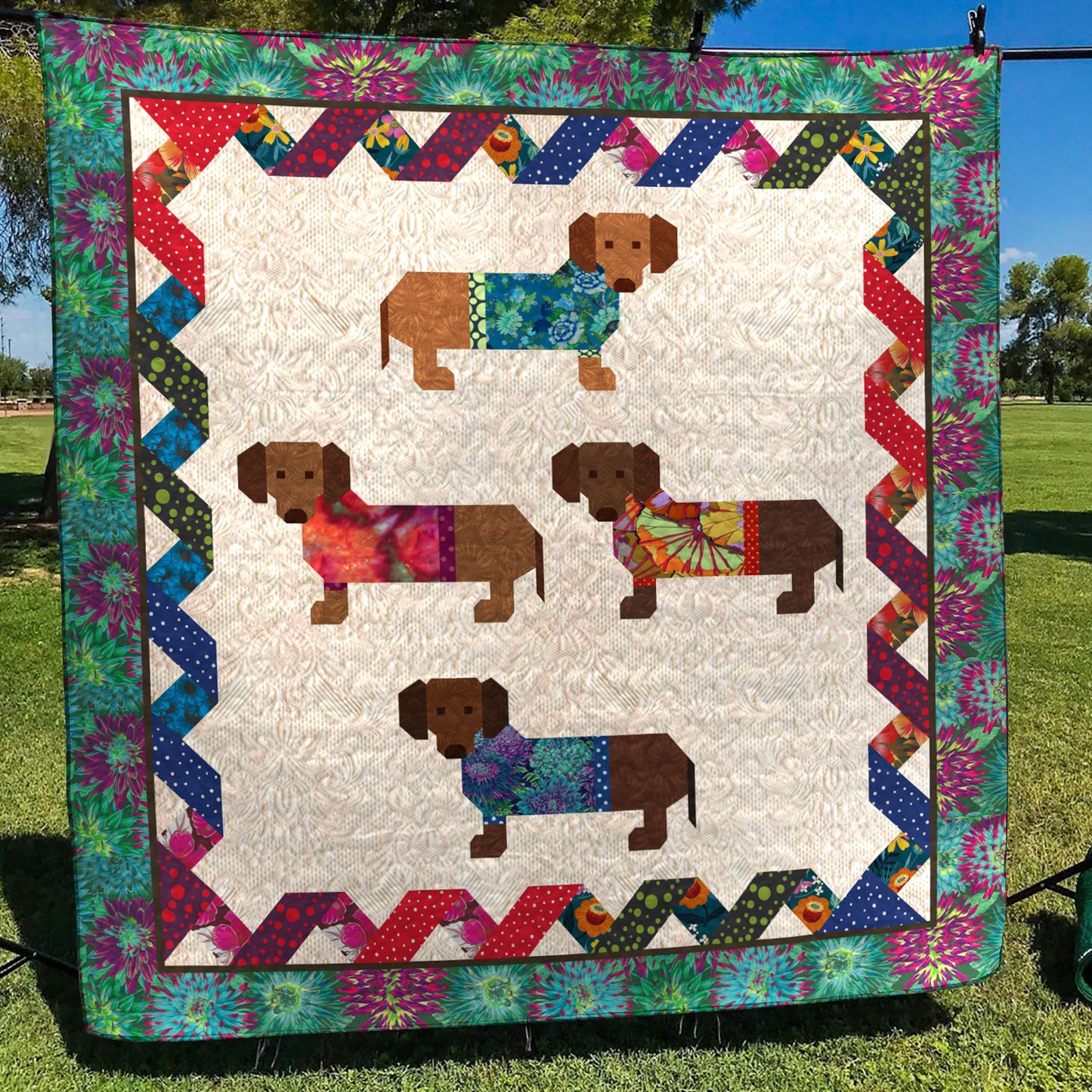 Dachshund CLA0312494Q Art Quilt