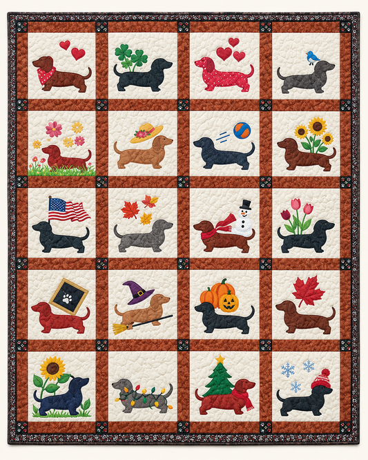 Dachshund Activity Blocks TD101026195 Quilt Blanket