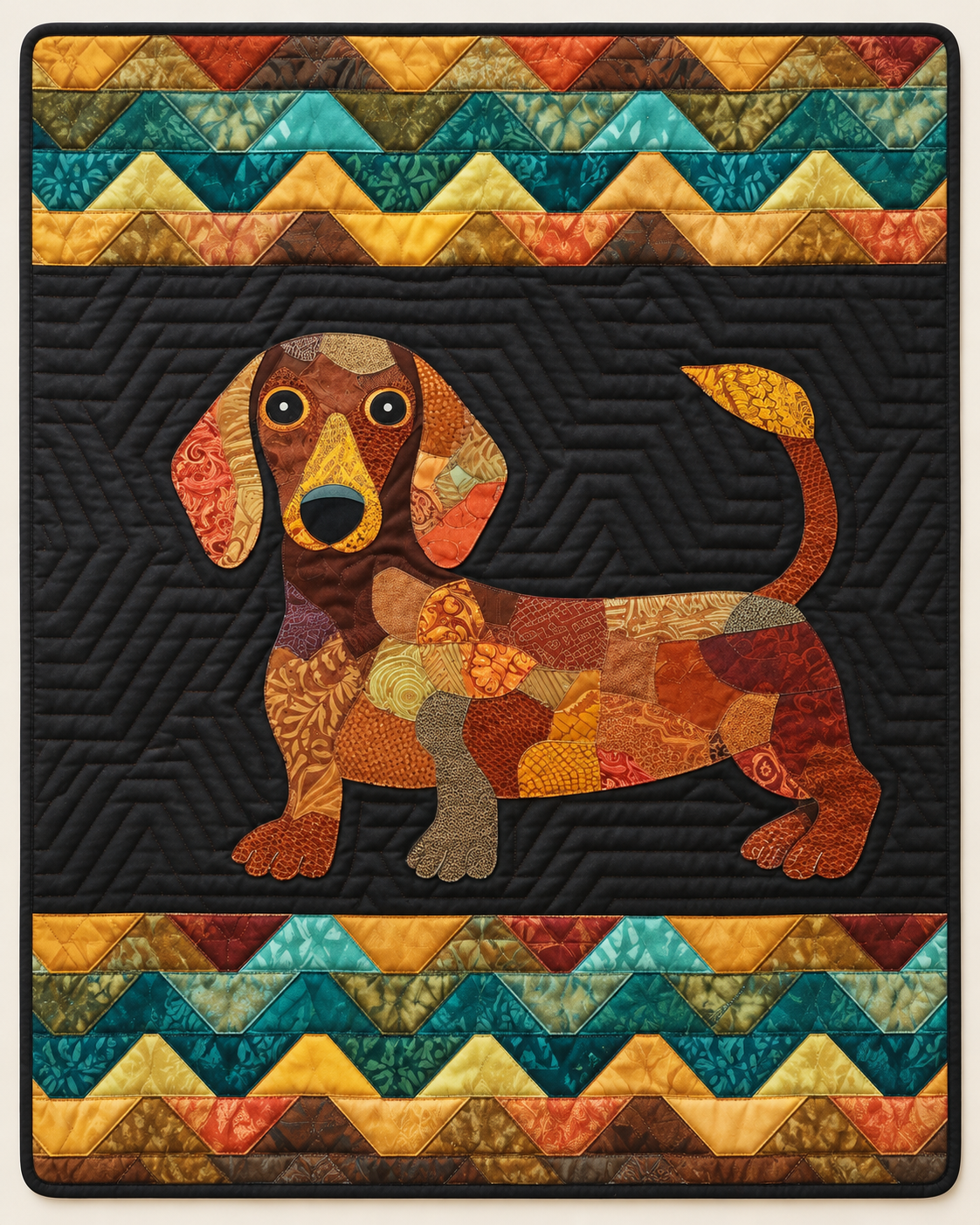 Dachshund Mosaic On Charcoal TD101026196 Quilt Blanket