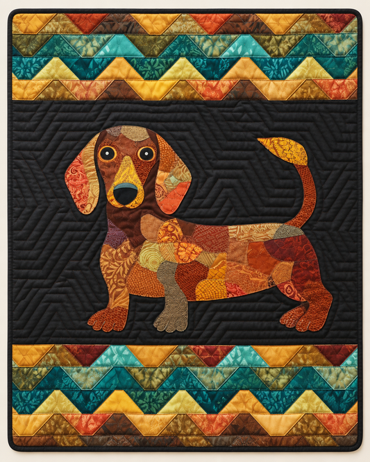 Dachshund Mosaic On Charcoal TD101026196 Quilt Blanket