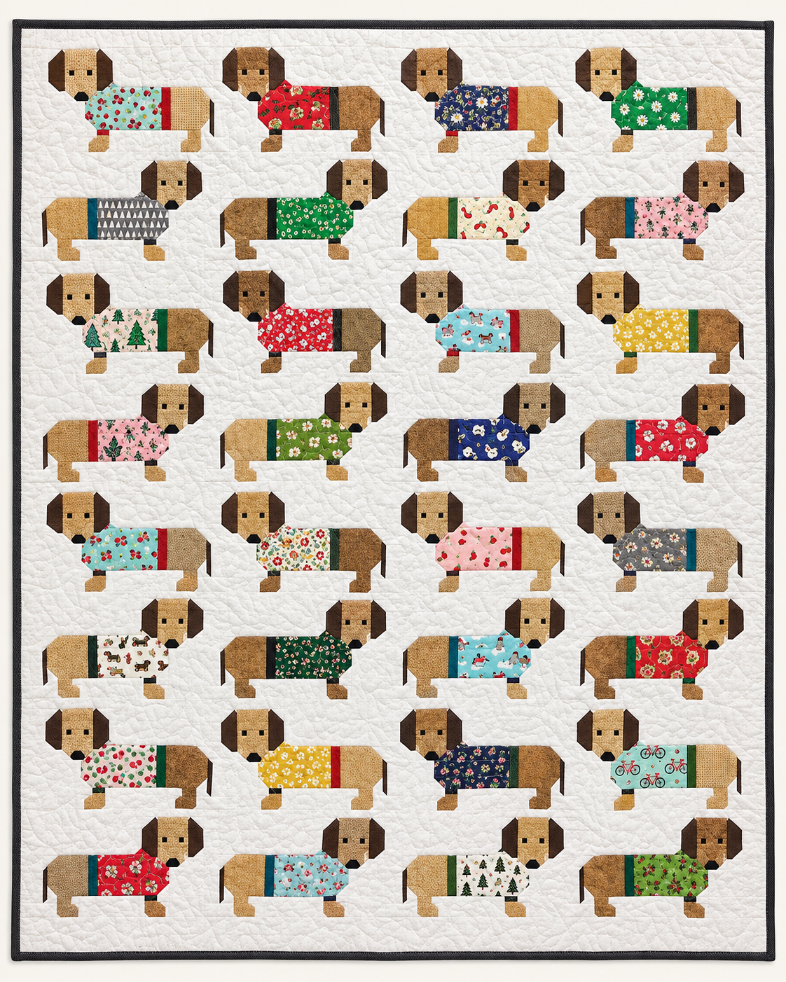 Dachshunds In Printed Coats TD101026202 Quilt Blanket