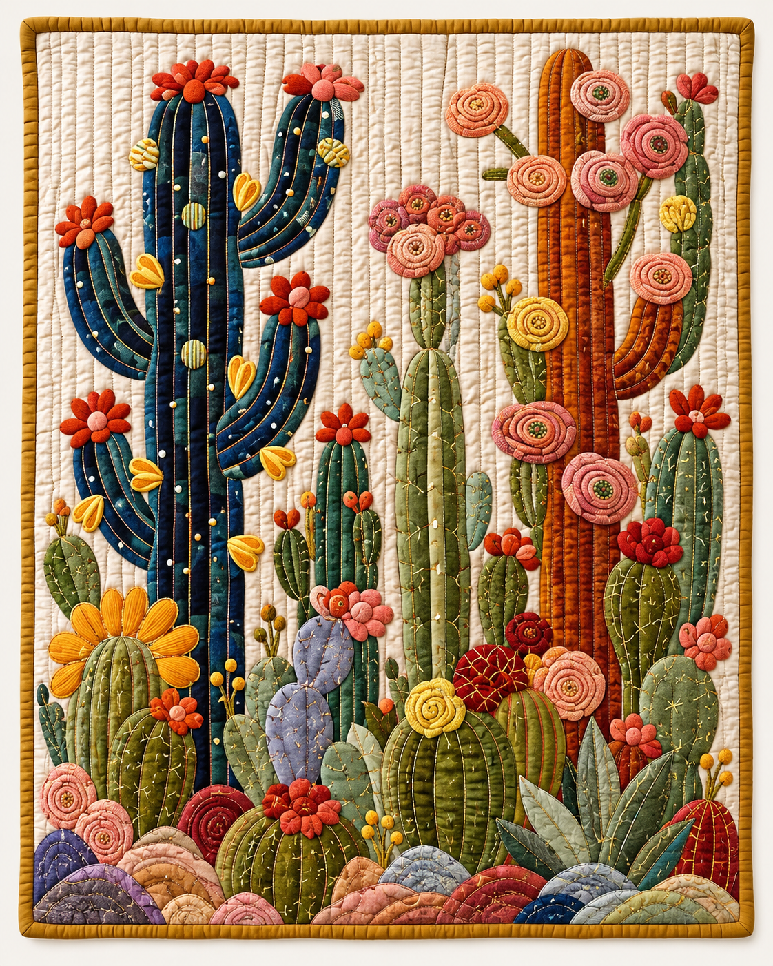 Desert Blossom Applique TD101026206 Quilt Blanket