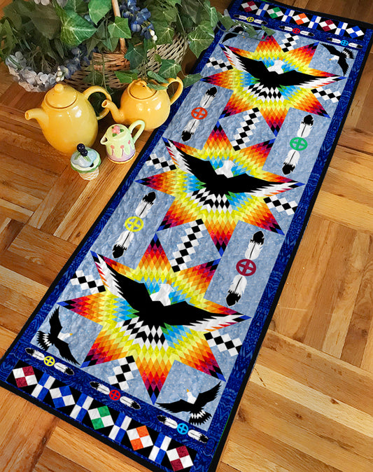 Eagle Native American Star TL24022301BLTR Quilted Table Runner