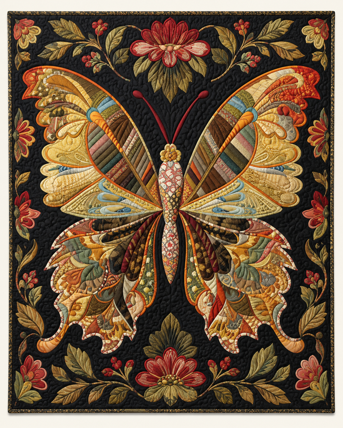 Earth-Tone Ornamental Butterfly TD101026212 Quilt Blanket