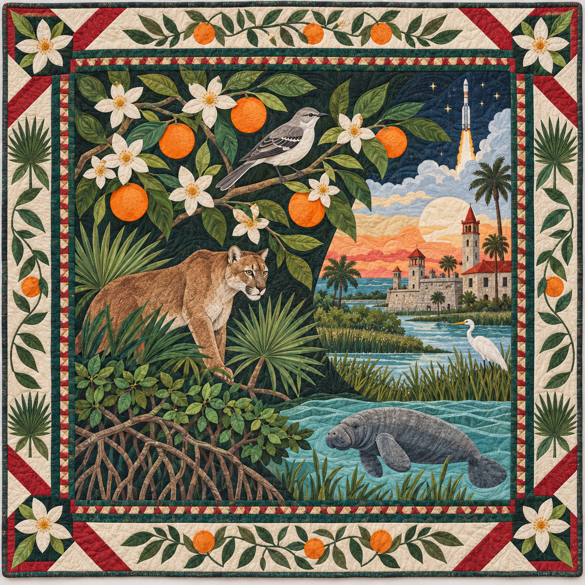 Florida Botanical Heritage TD181026482 Quilt Blanket