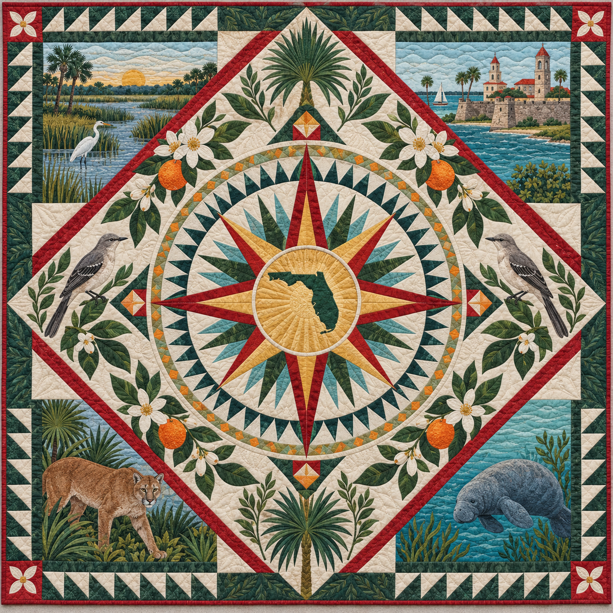 Florida Radiant Compass TD181026487 Quilt Blanket