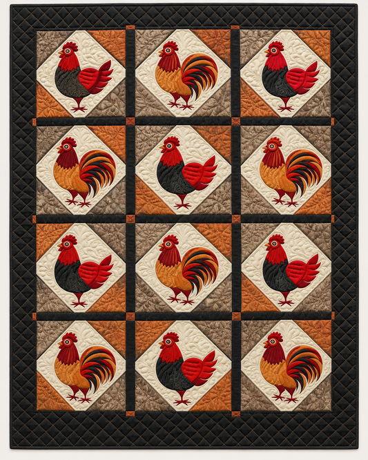 Farmhouse Rooster Blocks TD101026222 Quilt Blanket