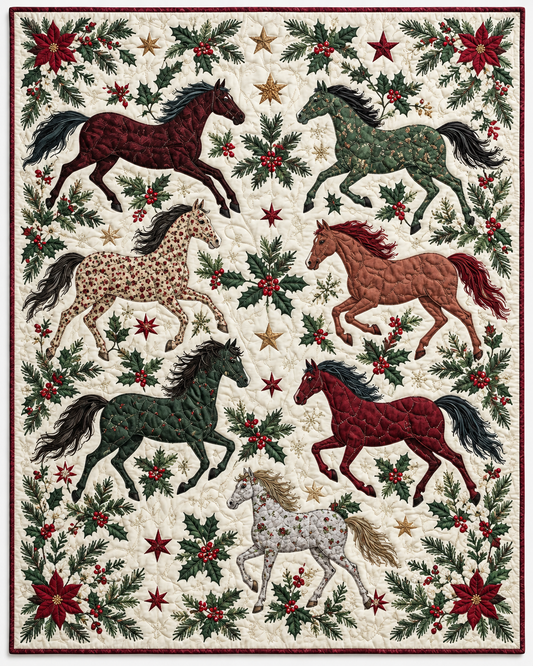 Festive Patchwork Horses TD101026226 Quilt Blanket