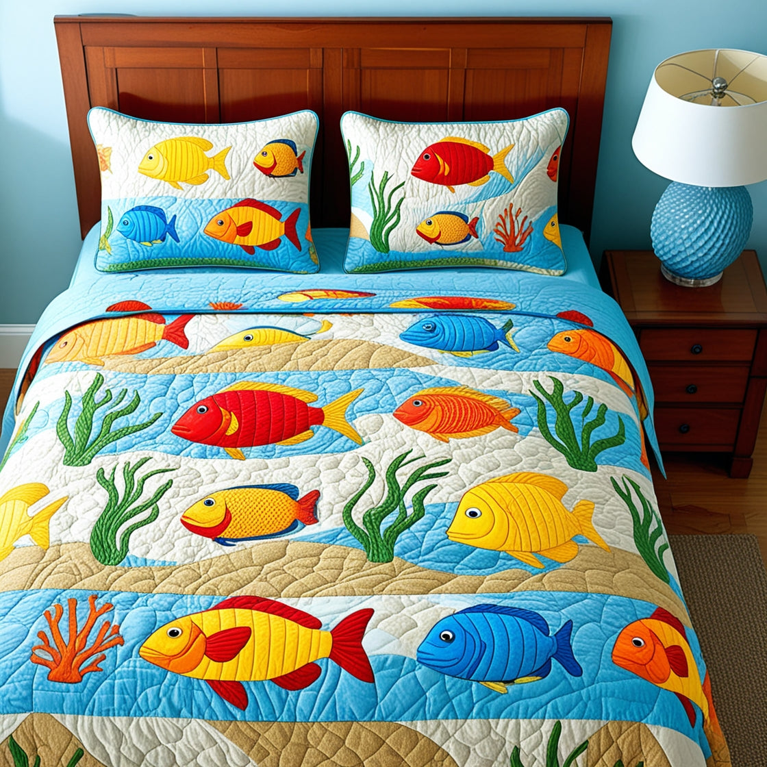 Fish Ocean NTA061124181 Quilt Bedding Set