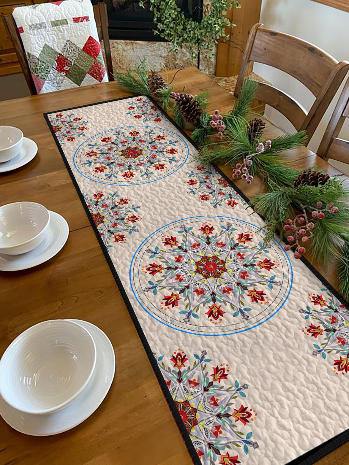 Flower CL1406108TR Quilted Table Runner