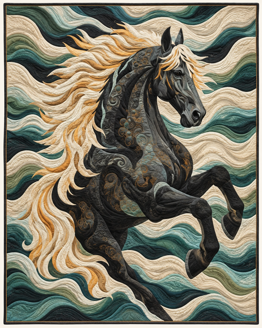 Flowing Black Horse TD101026234 Quilt Blanket