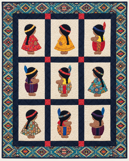 Folk Figure Nine-Patch TD101026238 Quilt Blanket