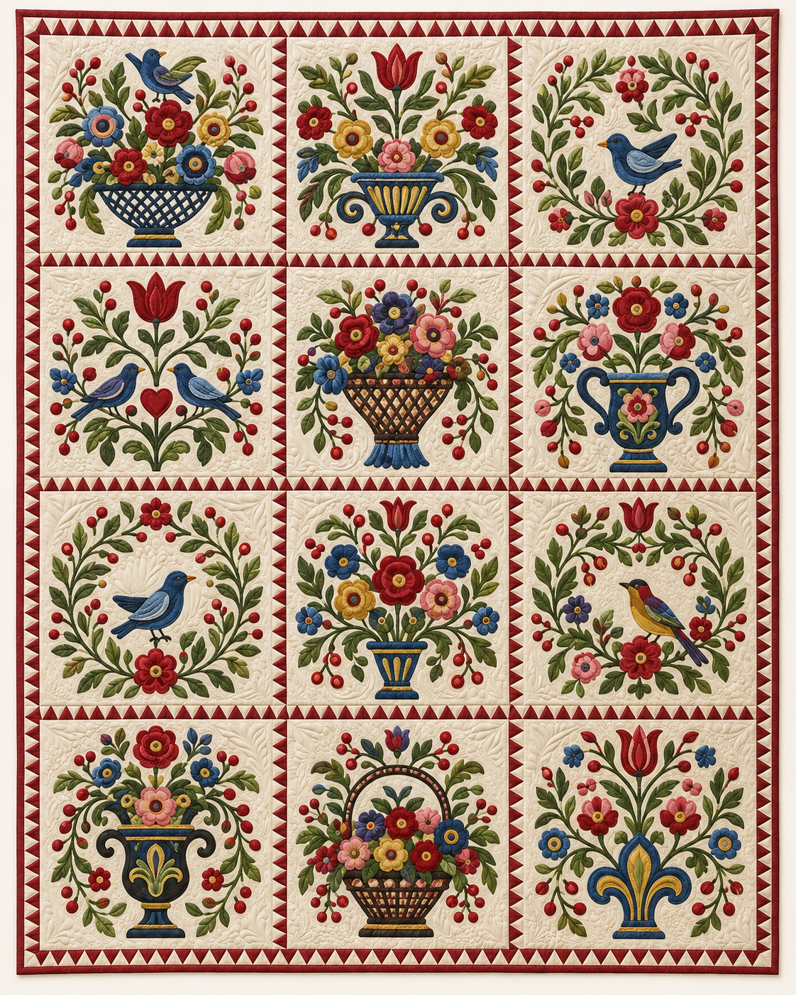 Folk Floral TD101026239 Quilt Blanket