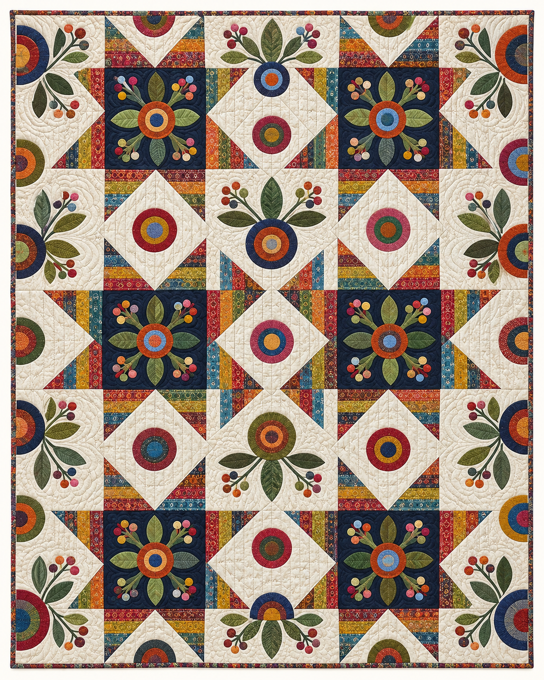 Folk Floral Stars TD101026240 Quilt Blanket