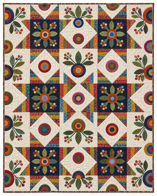 Folk Floral Stars TD101026240 Quilt Blanket