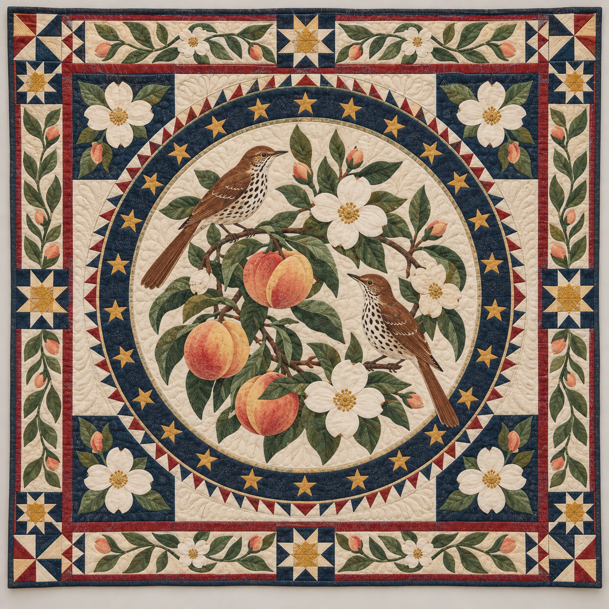 Georgia Peach And Cherokee Rose TD1410261029 Quilt Blanket