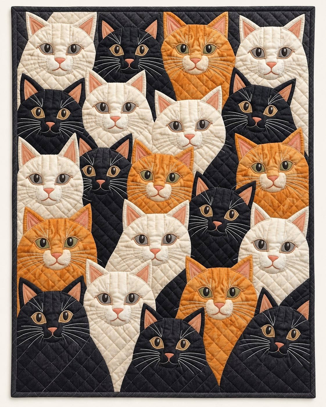 Gathered Cat Portraits TD101026249 Quilt Blanket