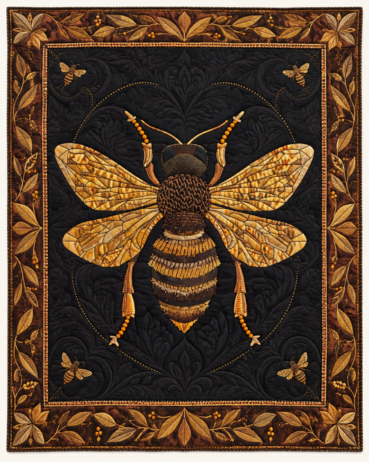 Gold-Winged Bee On Black TD101026253 Quilt Blanket