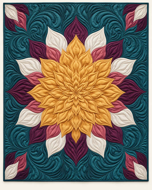 Golden Dahlia Medallion TD101026258 Quilt Blanket
